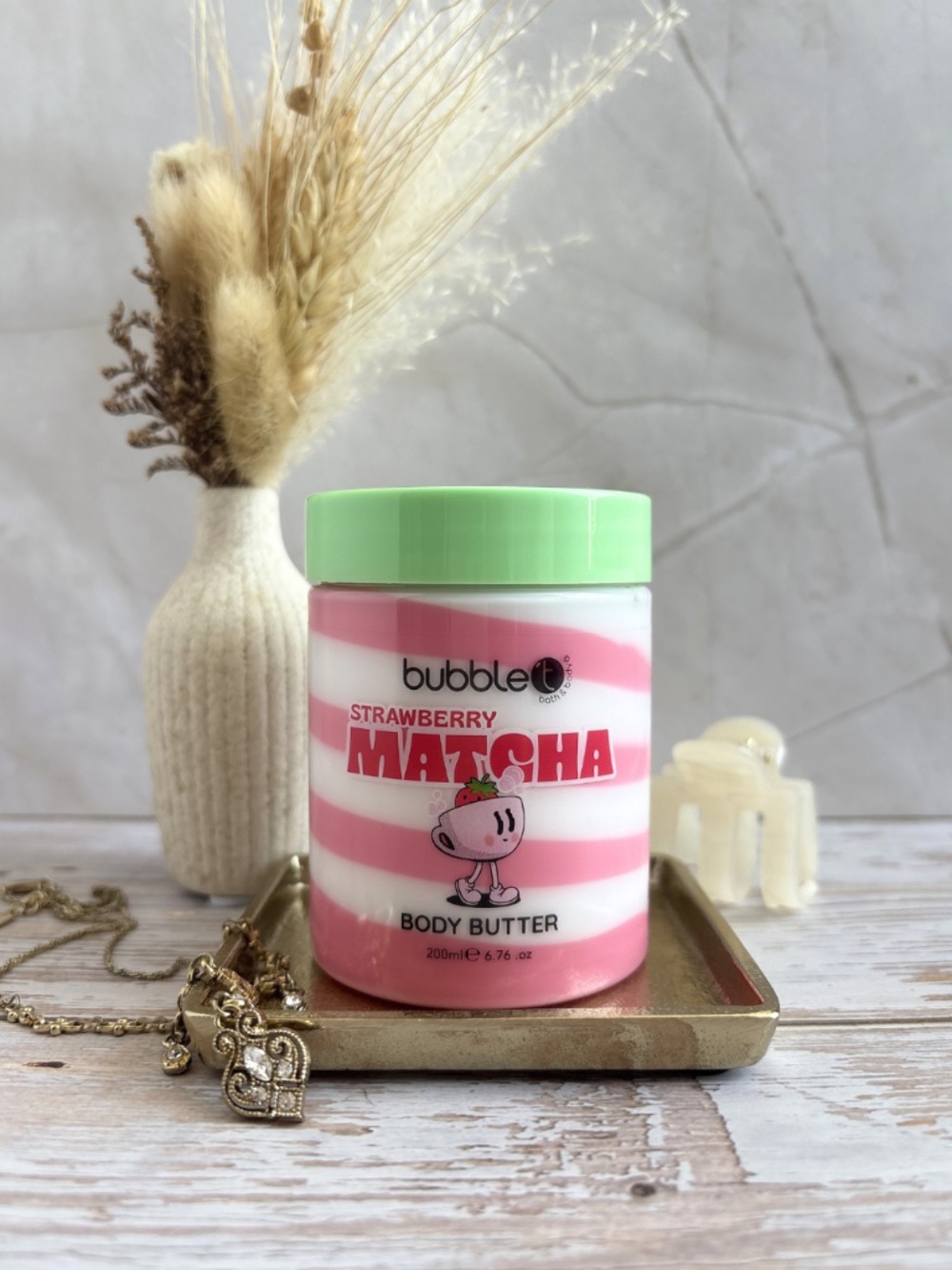 Bubble T UK Strawberry Matcha Body Butter Pink White New Skincare Beauty